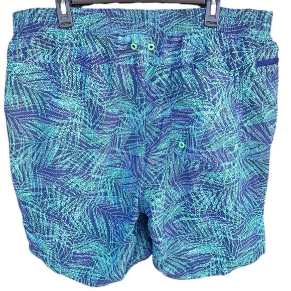 Land’s End Men's 2XL Volley 9"Board Shorts Swim Trunks Blue Green Floral - Picture 2 of 16